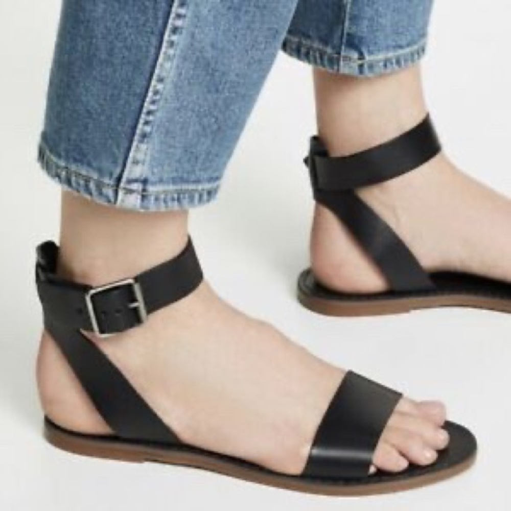 Madewell Black Boardwalk Ankle Wrap Sandal
